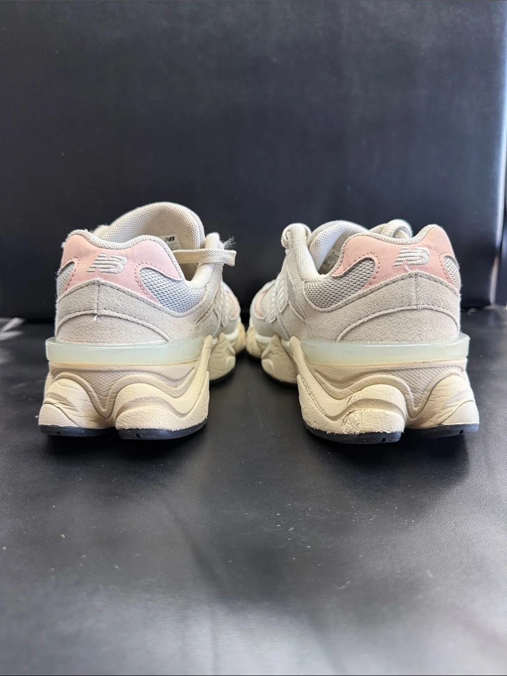 New Balance kids Light Gray and Pale Pink Running Sneakers